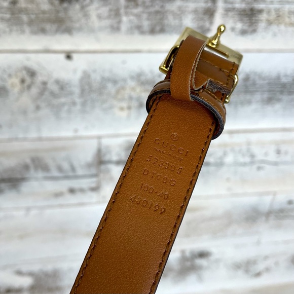 Gucci Brown Leather Gold G Cube Belt 100 40 523305 Luxury Statement Designer - Picture 10 of 16